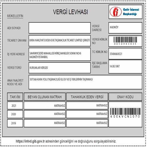 ukra nakliyat vergi levhasi